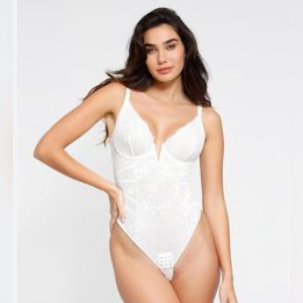White Deep V BodySuit